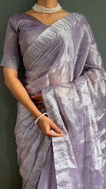 Thumbnail for Preksha Creation Women Ready To Wear Saree Premium Burberry Silk Embellished With Beautiful Thread Work - Lavender - Distacart
