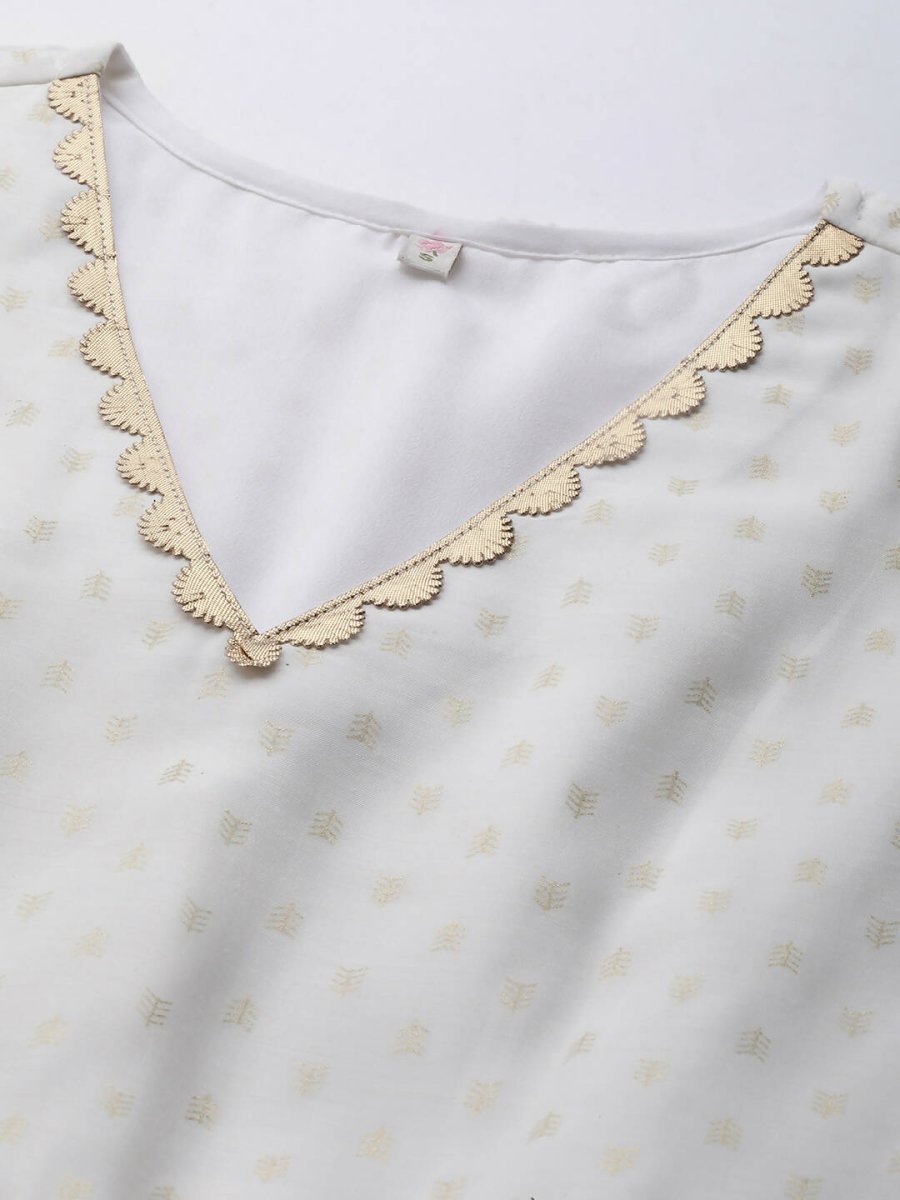 Ahalyaa Women's Off white Chanderi Gold Pasted Dress - Distacart