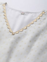 Thumbnail for Ahalyaa Women's Off white Chanderi Gold Pasted Dress - Distacart