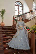 Thumbnail for Aastha Fashion Women's Grey Art Silk Zari & Sequins Embroidery Party Wear Lehenga Choli - Distacart