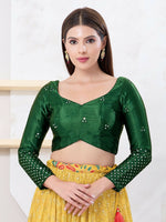 Thumbnail for Joban Fashion Bottle-Green Gajji Silk Elbow Sleeveless Back Open Blouse