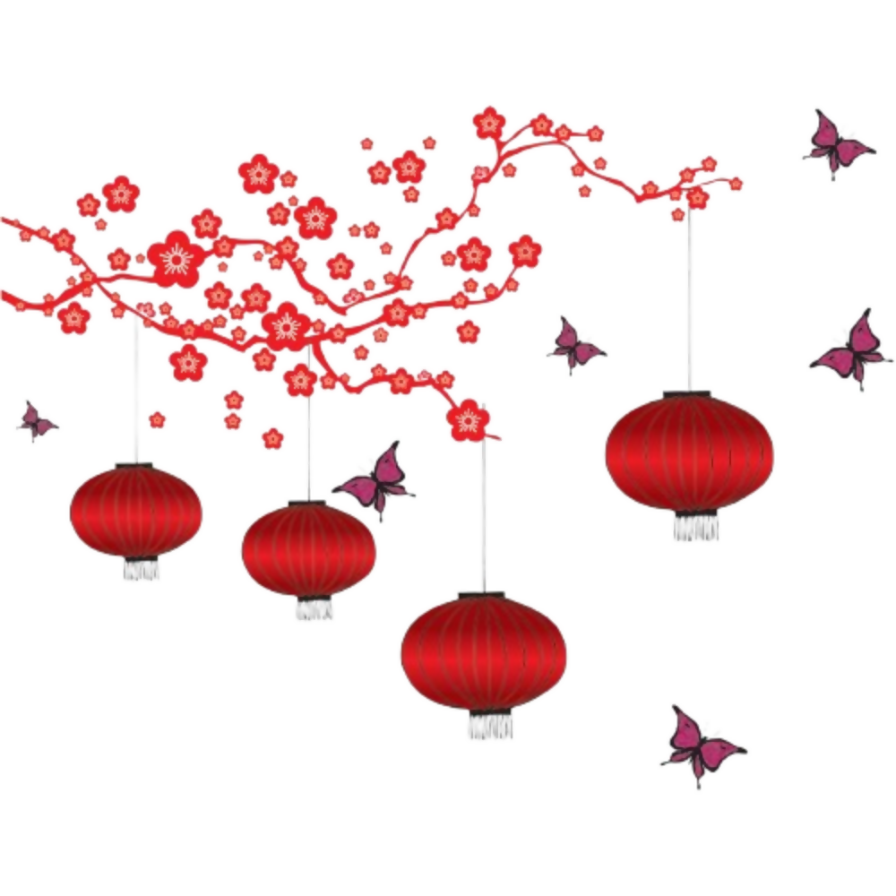 Decals Design Chinese Lamps in Double Sheet Wall Sticker - Dista