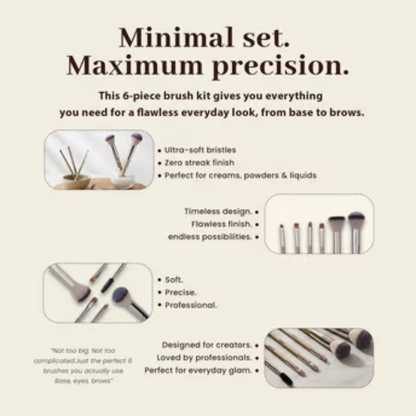 Bronson Professional 6Pc Face & Eye Brush Easy Blending - Dista