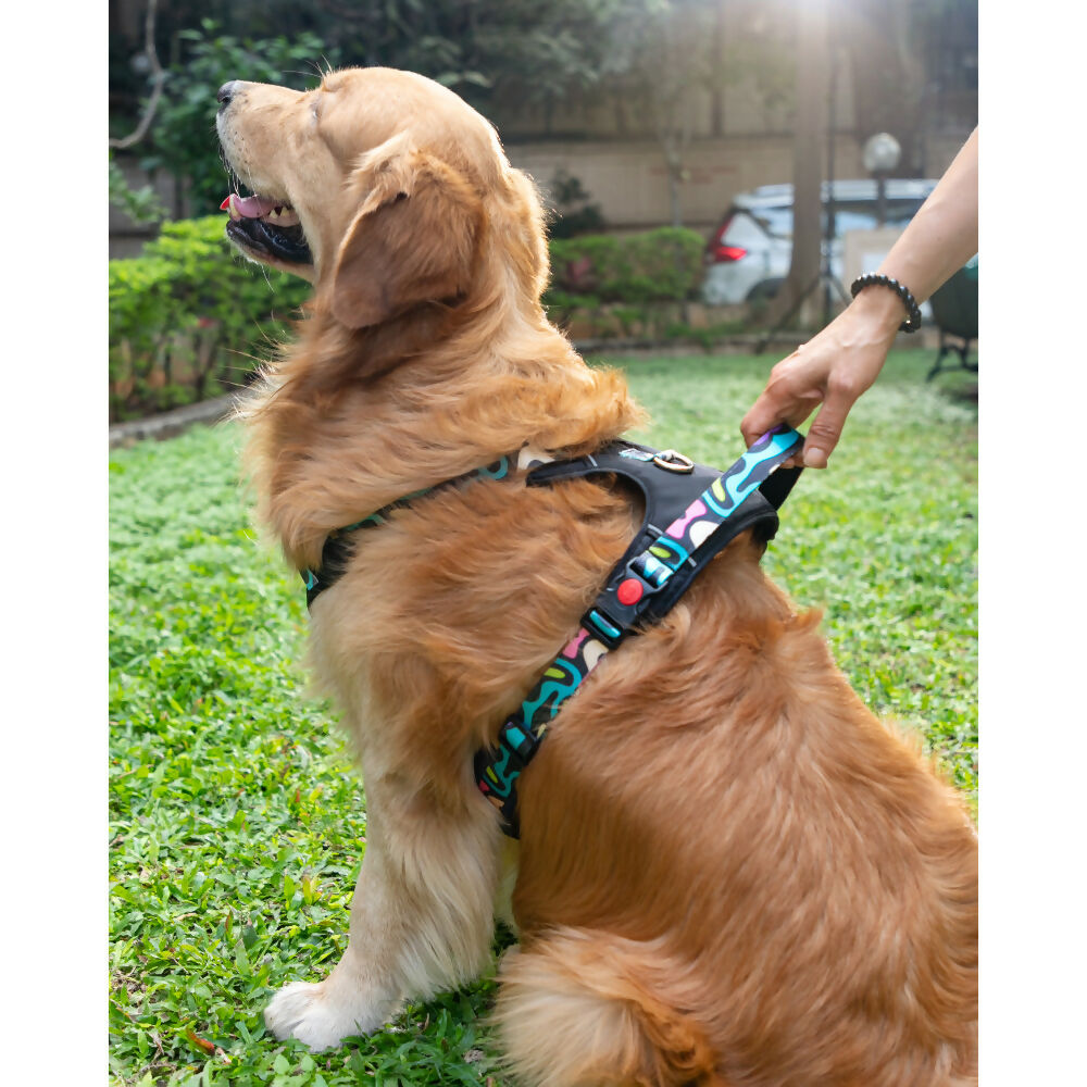 Waggety Adjustable Full Body Dog Harness - Comfortable Fit, Lightweight Polyester, Black - Dista
