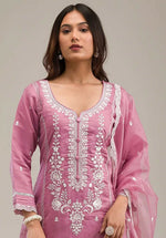 Thumbnail for Anaita Pink Embroidered Silk Stitched Salwar suit - Distacart