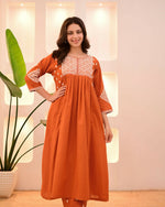 Thumbnail for The52 Women's Beautiful Viscose Rayon Fabric Thread Work Flared Kurta Pant Set - Distacart