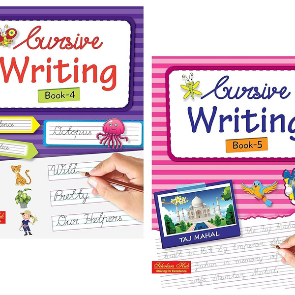 Scholars Hub Cursive Writing Books Combo (Vol. 4,5) (For Ages 8-10) (Sentences) | Pack Of 2 Books - Dista
