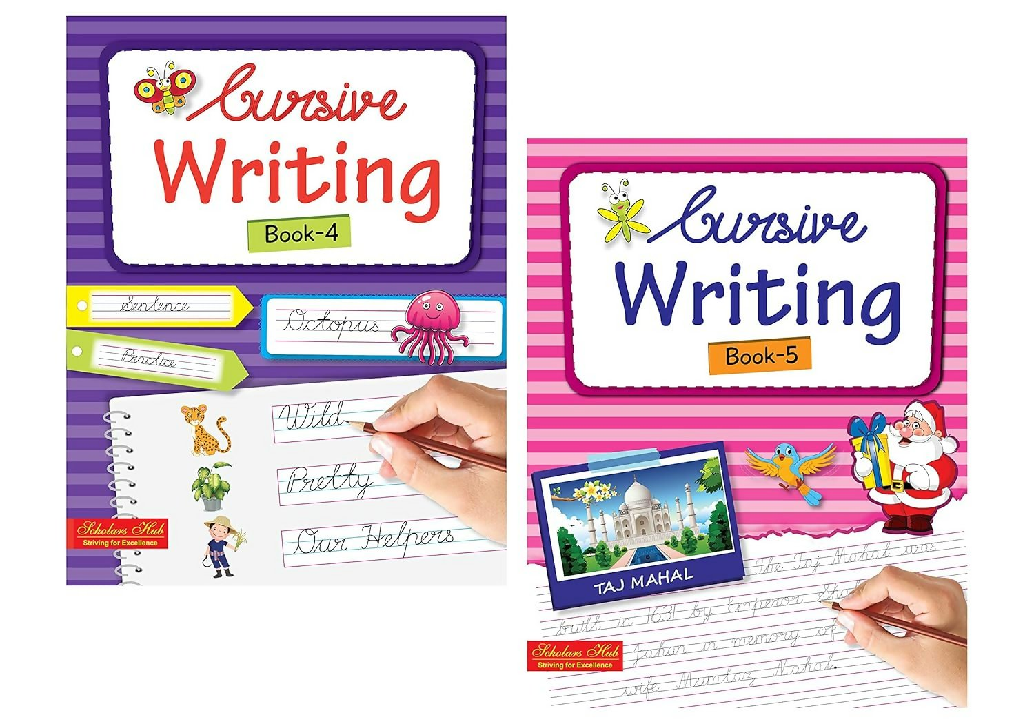 Scholars Hub Cursive Writing Books Combo (Vol. 4,5) (For Ages 8-10) (Sentences) | Pack Of 2 Books - Dista