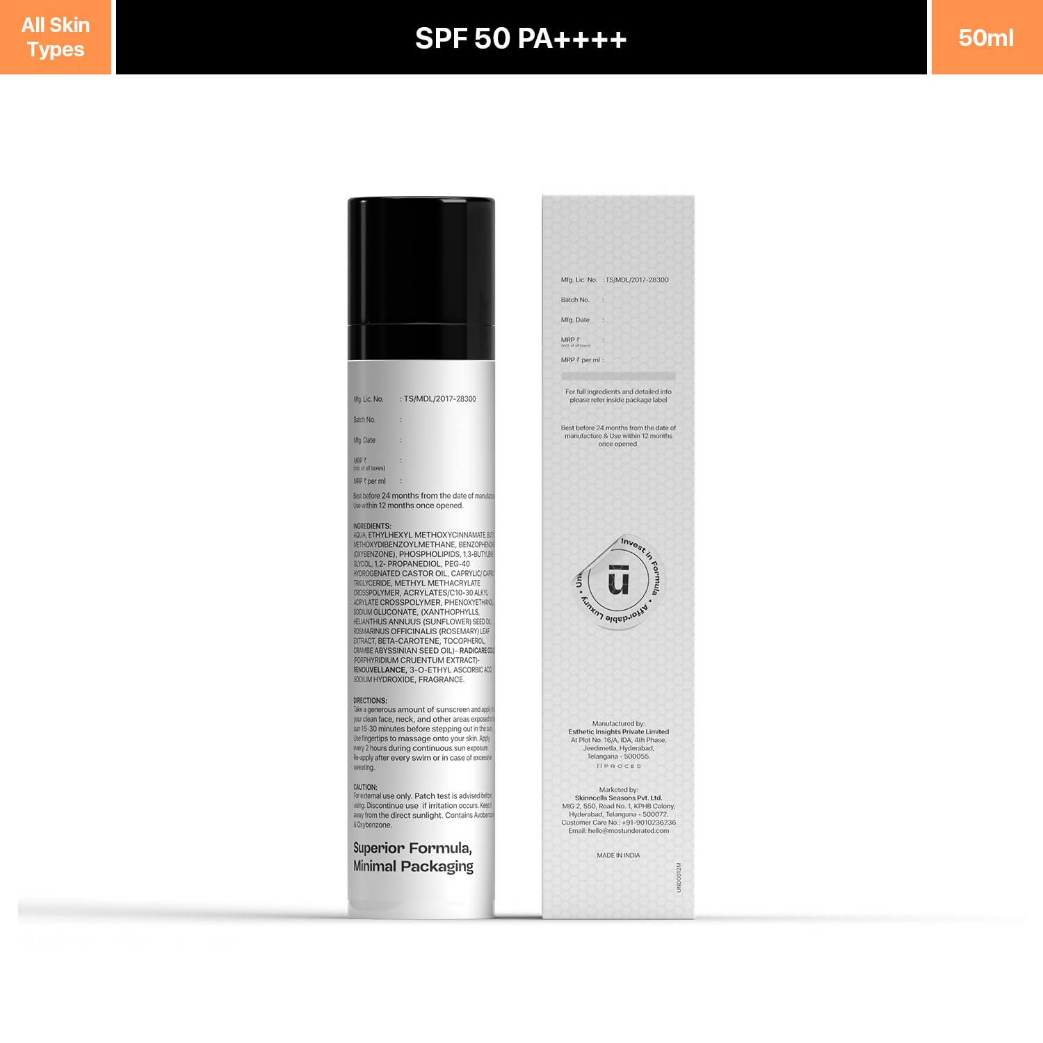 Underated Sunscreen SPF 50 PA++++ - Distacart