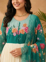 Thumbnail for Teeya Creation Womens New Fancy Fox Georgette Heavy Quality Fabric With Handwork Teal Gown Set - Dista