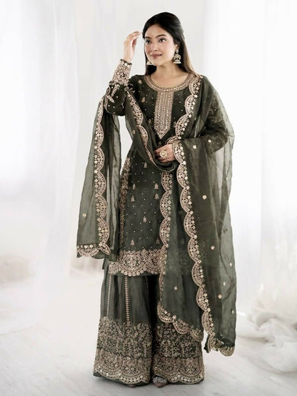 Teeya Creation Womens New Trendy Embroidery Coding And Sequence Work Kurta Set - Dista
