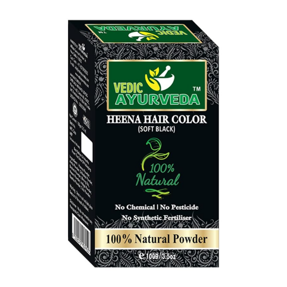 VedicAyurveda Henna Based Hair Colour - Soft black & Chestnut Brown - Dista