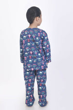 Thumbnail for Breathables Kids Cotton Owl Print Co-Ord Night Suit – Navy Blue - Dista