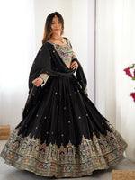 Thumbnail for Joban Fashion Black Lehenga Crepe silk Coding Dori with Sequence with Rivet Moti