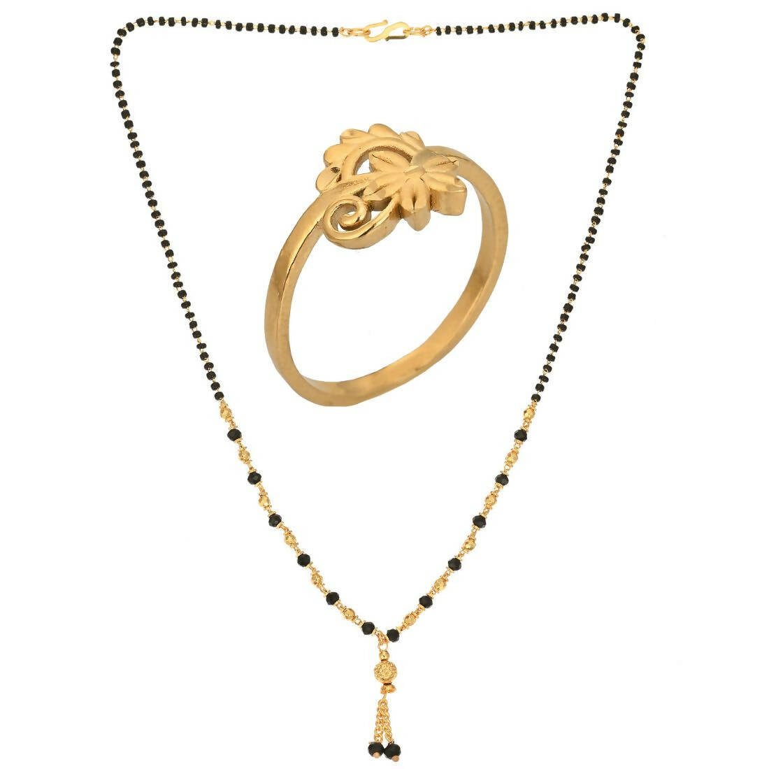 AanyaCentric Gold-plated Mangalsutra & Ring Set - Distacart