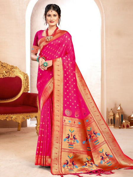 Astita Paithani Silk Magenta Saree