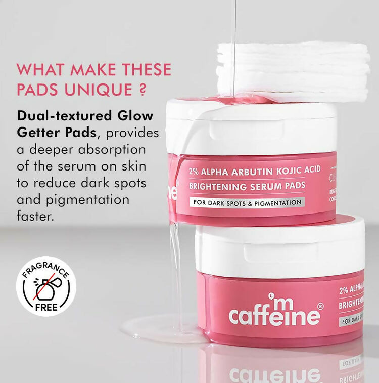 mCaffeine Clear Glow 2% Alpha Arbutin Kojic Acid Brightening Serum Pads - Distacart
