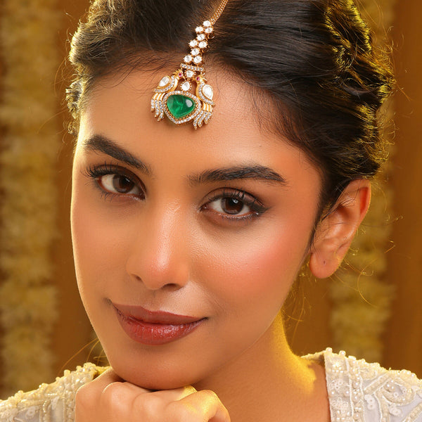 Ruby Raang Heart Kundan Maang Tikka - Distacart