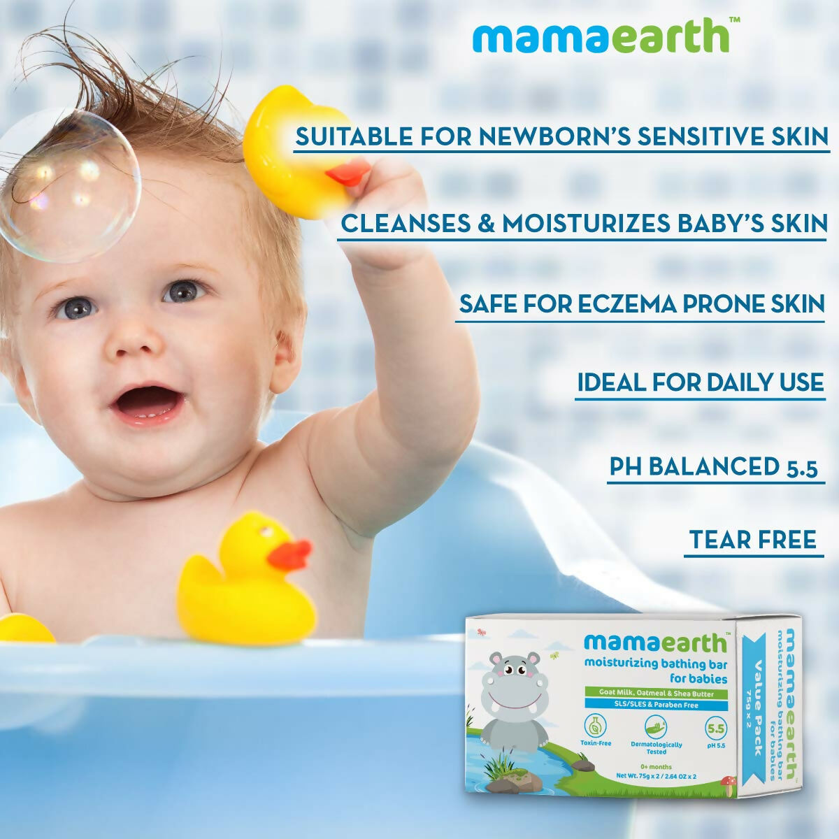 Mamaearth Moisturizing Baby Bathing Soap Bars & Daily Moisturizing Lotion - Distacart