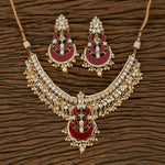 Thumbnail for Joban Fashion Women Golden White Maroon Necklace Set - Distacart