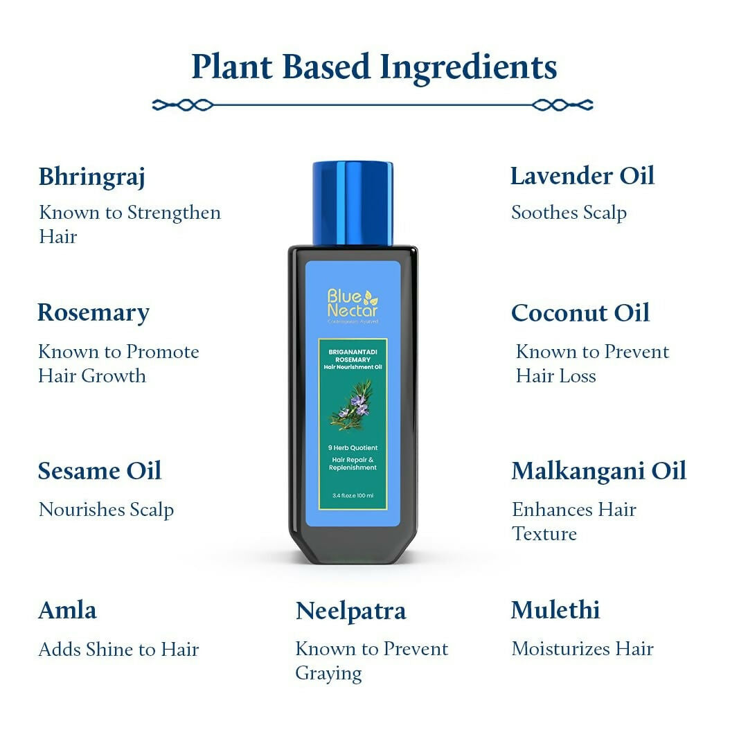 Blue Nectar Briganantadi Rosemary Hair Nourishment Oil - Distacart