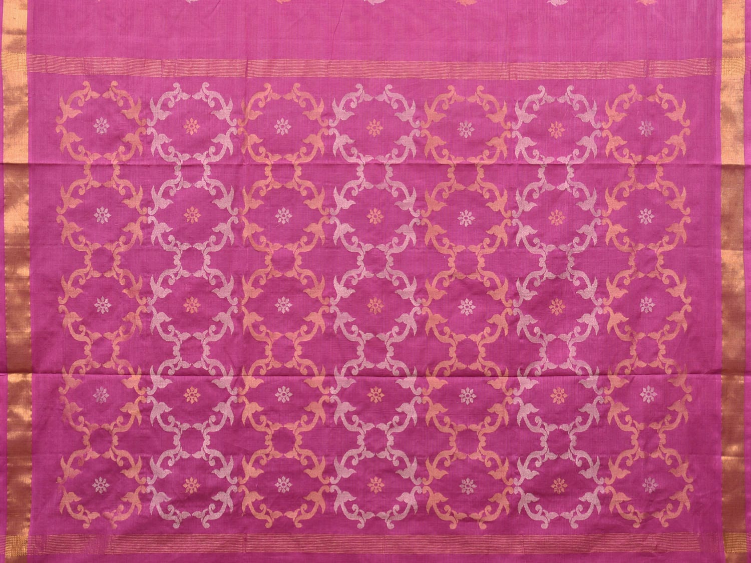 Magenta Uppada Cotton Handloom Saree with Grill Pallu Design - Global Threads - Distacart