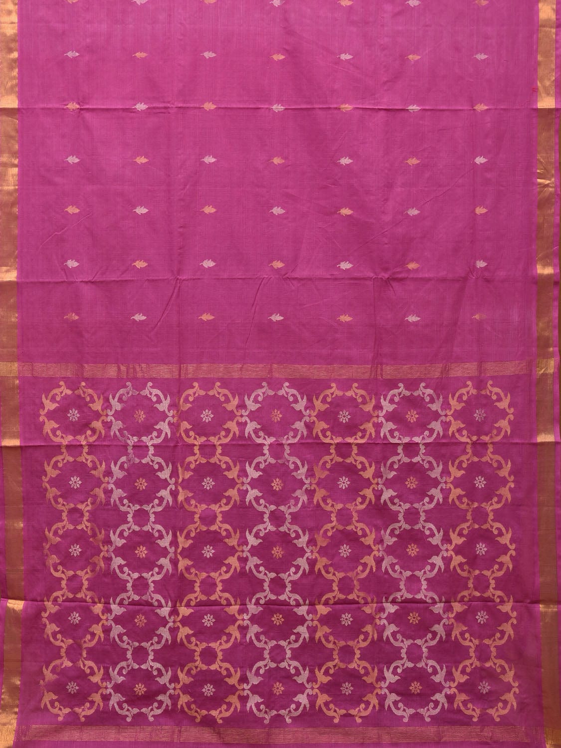 Magenta Uppada Cotton Handloom Saree with Grill Pallu Design - Global Threads - Distacart