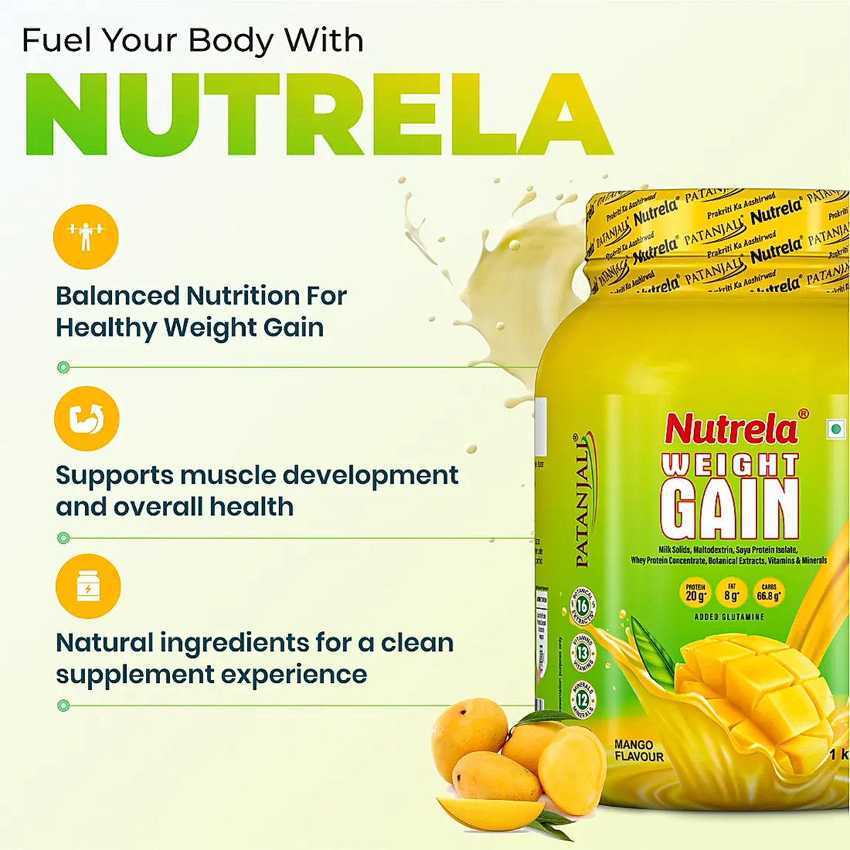 Patanjali Nutrela Weight Gain - Mango Flavour - Distacart