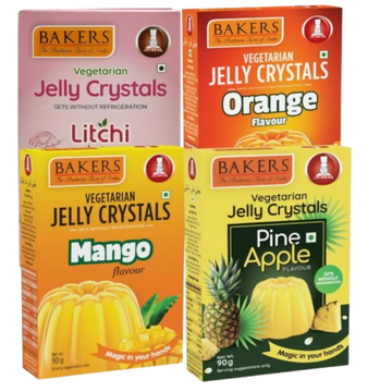 BAKERS Jelly Crystal Set of 4 - Mango, Pineapple, Litchi & Orange - Dista