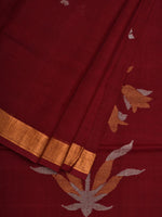 Thumbnail for Maroon Khadi Cotton Handloom Saree with Pallu Design - Global Threads - Distacart