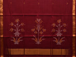 Thumbnail for Maroon Khadi Cotton Handloom Saree with Pallu Design - Global Threads - Distacart