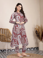 Thumbnail for Yufta Maroon Pure Cotton Boho Print Co-Ord Set