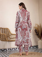 Thumbnail for Yufta Maroon Pure Cotton Boho Print Co-Ord Set