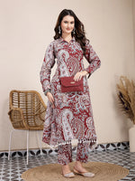 Thumbnail for Yufta Maroon Pure Cotton Boho Print Co-Ord Set