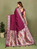 Thumbnail for Anaita Maroon Paithani Gala Silk Saree With Blouse - Distacart