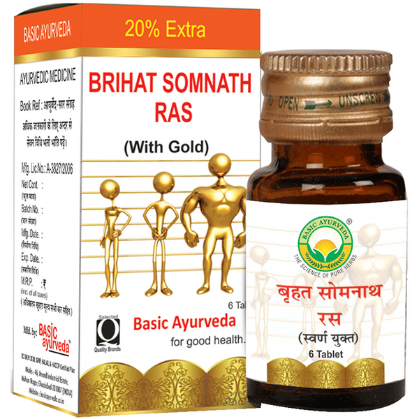 Basic Ayurveda Brihat Somnath Ras (With Gold) - Distacart