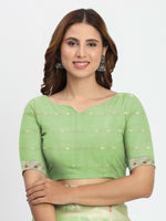 Thumbnail for Astita Linen Cotton Light Green Saree