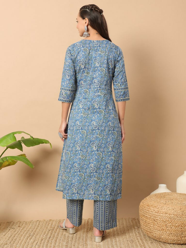 FIORRA Women's Wine Cotton Straight Kurta Set - Distacart