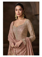 Thumbnail for Anaita Beige Real Georgette Stitched Anarkali Suit with Embroidery & Sequence Work - Distacart