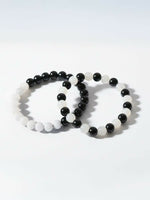 Thumbnail for NVR Unisex Set of 2 Black & White crystal beaded Bracelet - Distacart