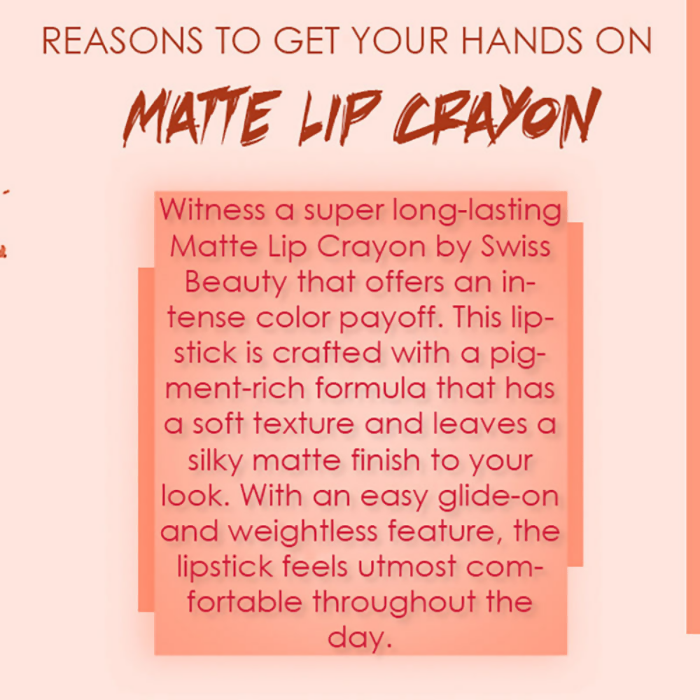 Ronzille Long Stay Matte Lip Crayon - Soft Peach - Dista