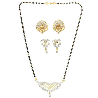 AanyaCentric Gold Plated Mangalsutra with Pendant, 2 Pair Earrings - Distacart