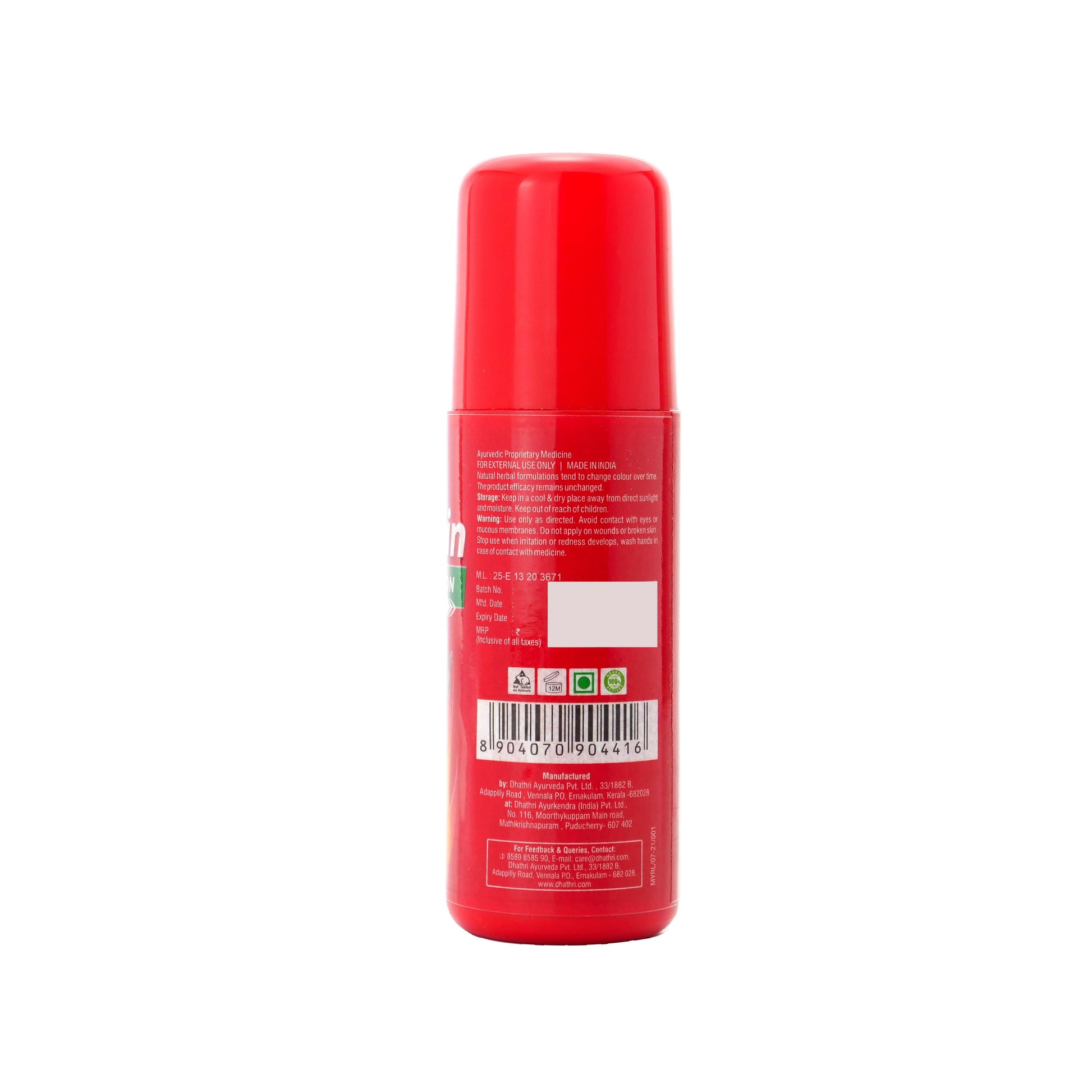 Dhathri Ayurveda Myactin Ortho Roll On For Pain Relief - Distacart
