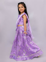 Thumbnail for Lil Drama Mishti Purple Lehanga Choli Dupatta Set For Girls