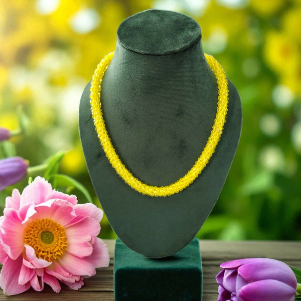 Inhanns Noor-E-Jalwa – Handmade Crystal Bead Necklace -Adjustable - Lemon Yellow - Distacart
