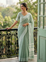 Thumbnail for Shree Shyam Fashion Rama Linen Saree - Distacart