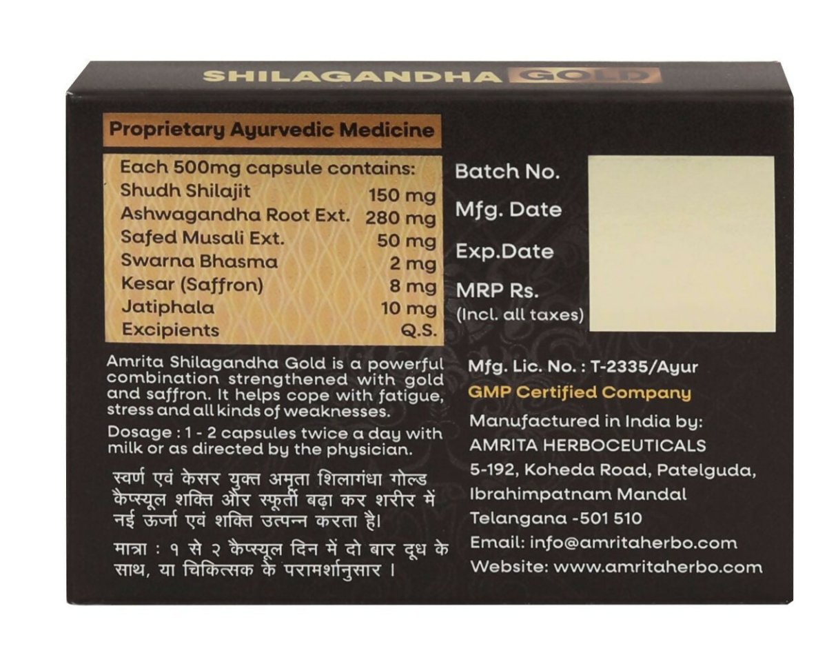 Amrita Shilagandha Gold Capsules - Distacart