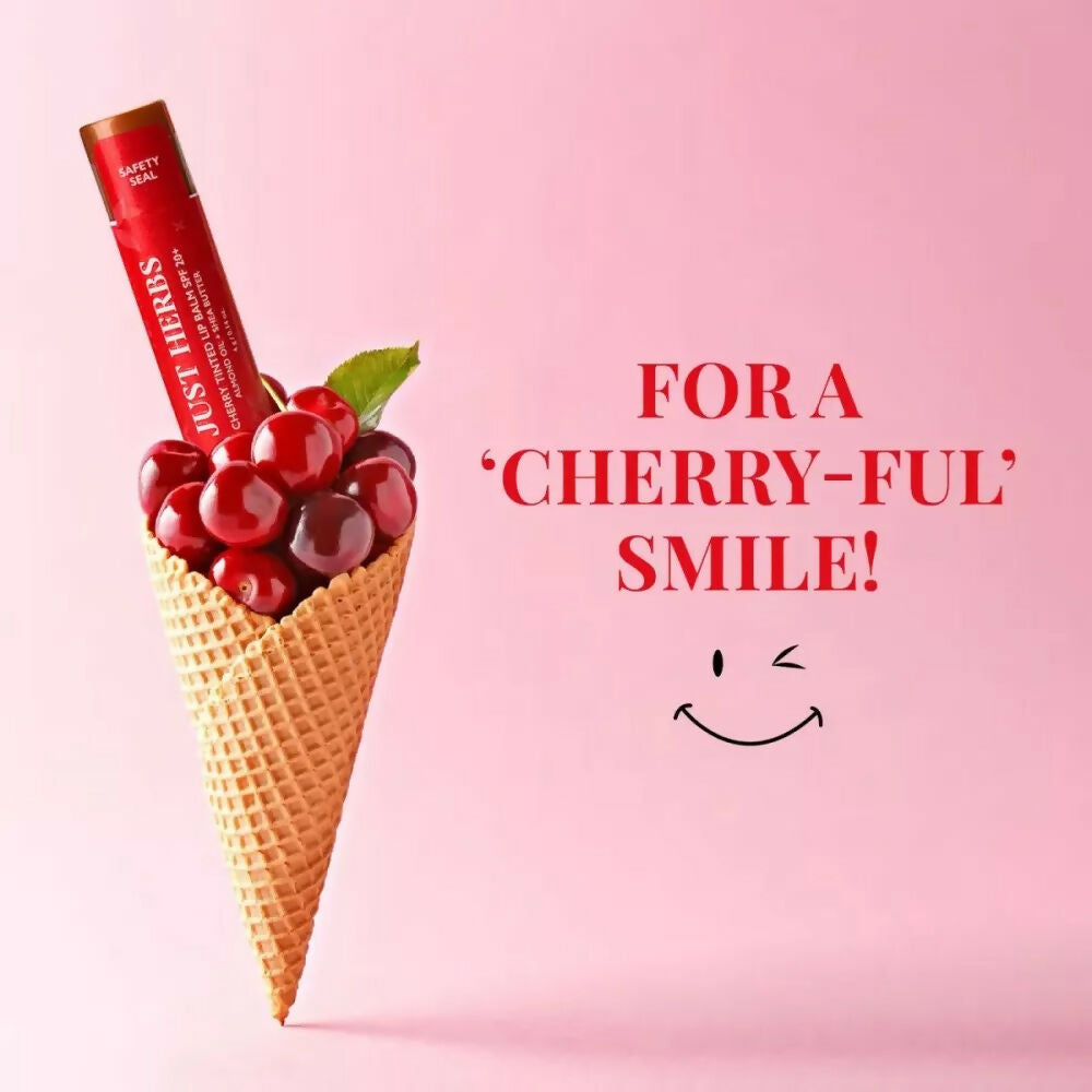 Just Herbs Tinted Lip Balm SPF 20+ Cherry Flavor - Distacart