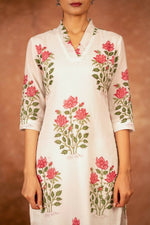 Thumbnail for Joban Fashion Off White Red Hand Block Printed Cotton Suit Set - Distacart