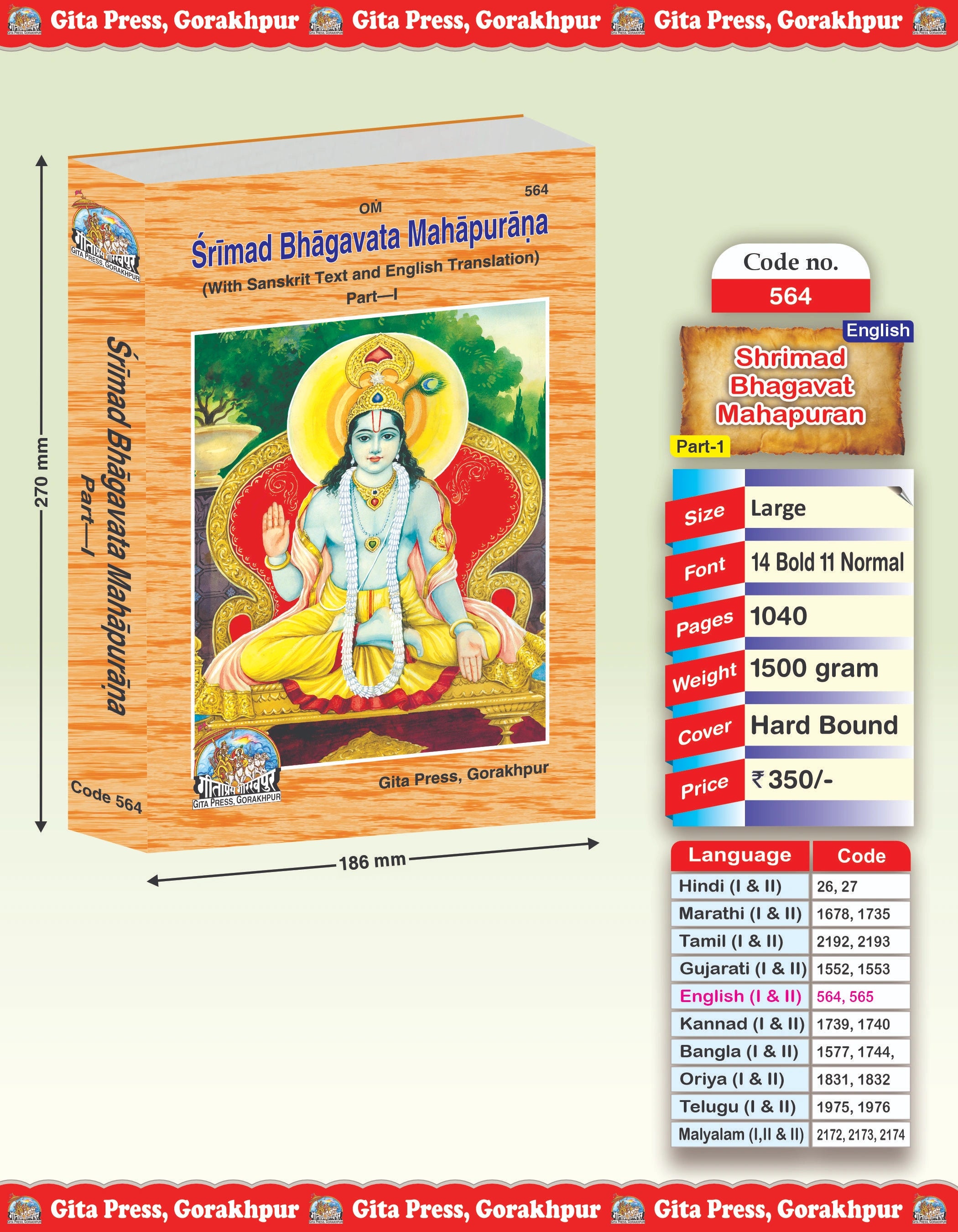 Srimad Bhagavat Mahapurana Part-1 of 2 by Shri Maharishi Vedavyasa (English)